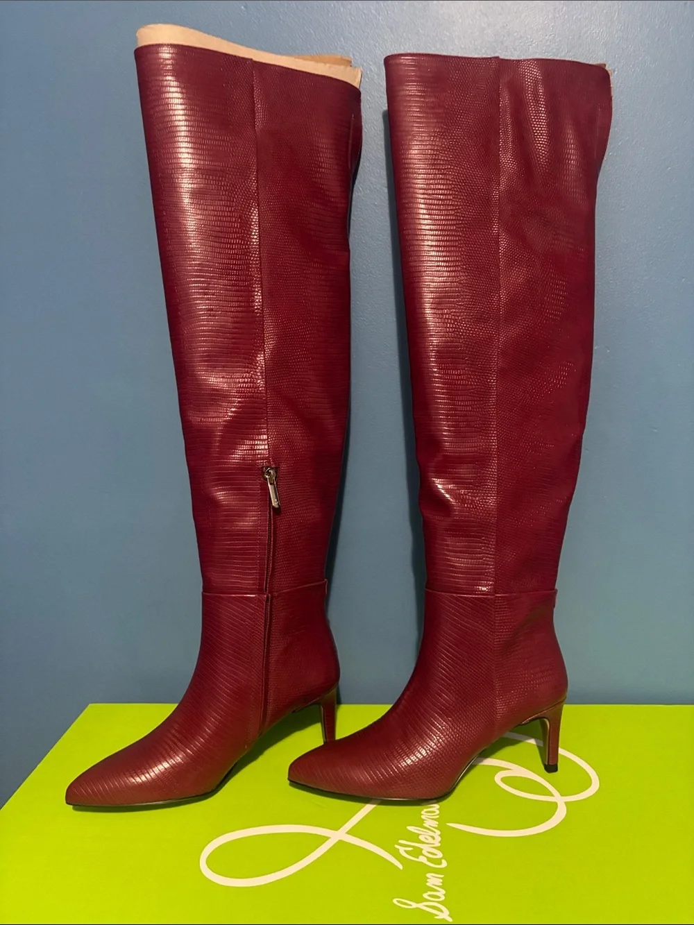 Sam Edelman Red Pointed-Toe Over-the-Knee Boots